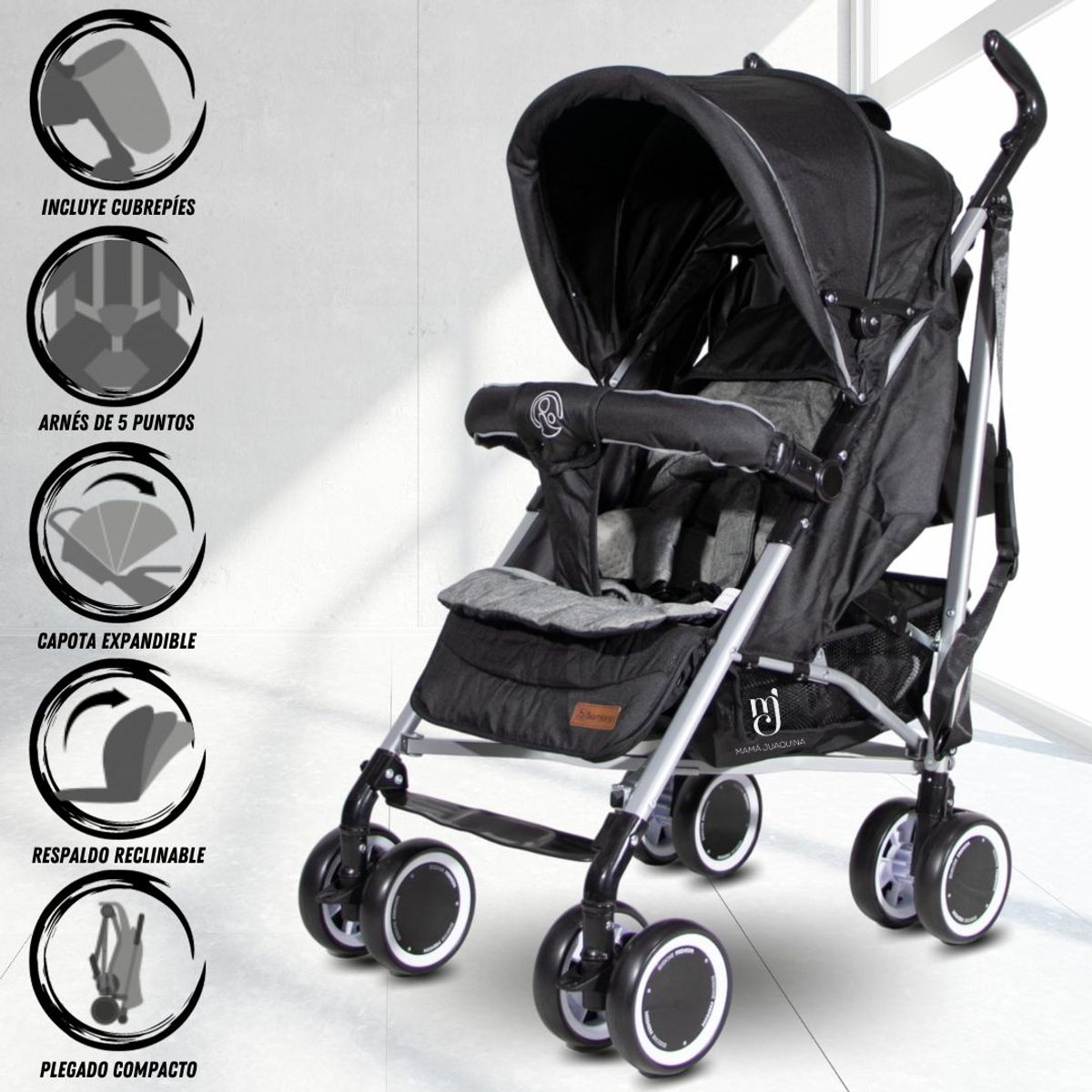 BAMBINO - Coche Bastón Deportivo «ULTRA PLUS» Edición Limitada Black