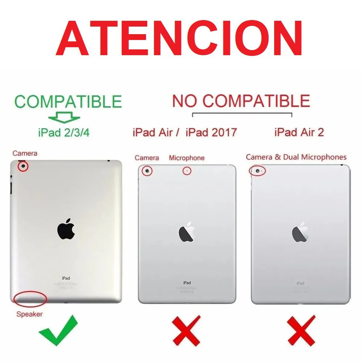 GENERICO - Funda Case  Mica Vidrio para iPad 2da  3era  4ta A1395 A1416 A1458