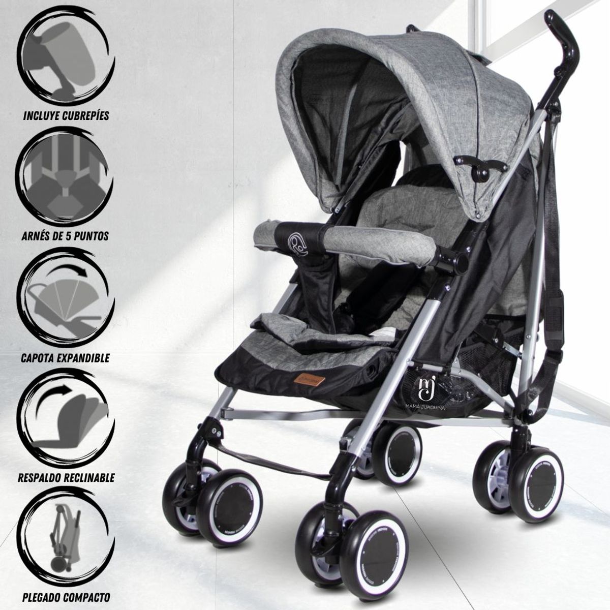 BAMBINO - Coche Bastón Deportivo «ULTRA PLUS» Edición Limitada Gray