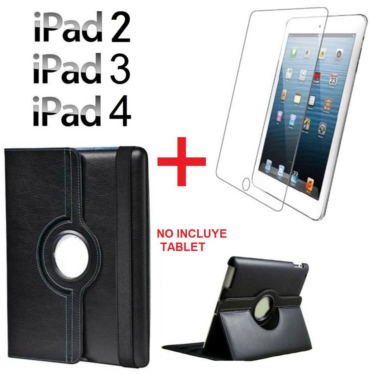 GENERICO - Funda Case  Mica Vidrio para iPad 2da 3era 4ta A1395 A1416 A1458
