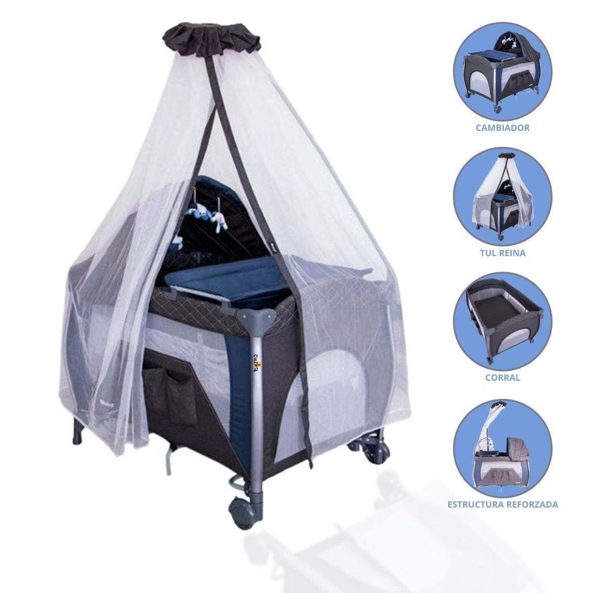 EBABY - Cuna Corral Reyna Para Bebés «NAPY» Blue