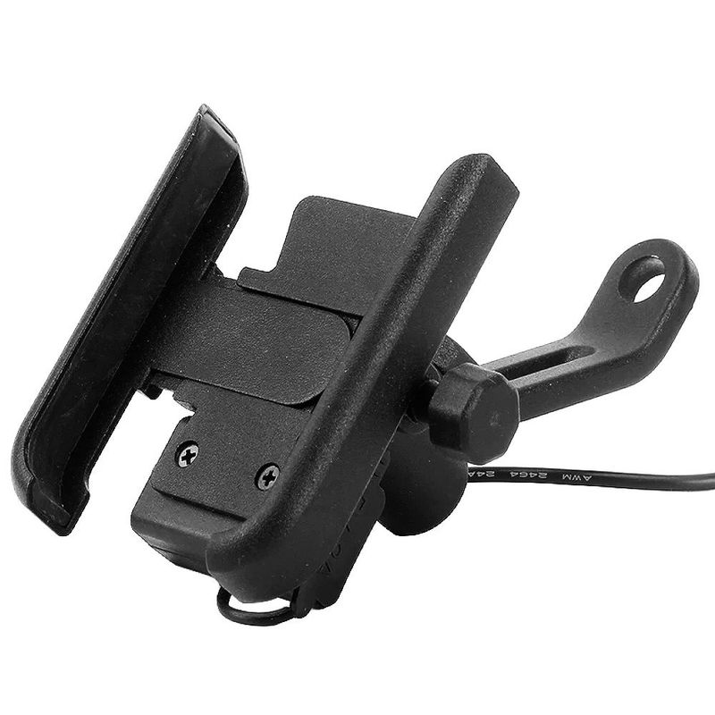 GENERICO - Holder Soporte De Metal Aluminio Para Moto Bicicleta Con Conector USB