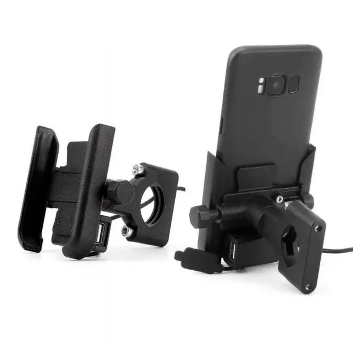 IMPORTADO MC - Holder Soporte De Metal Aluminio Para Moto Bicicleta Con Conector USB