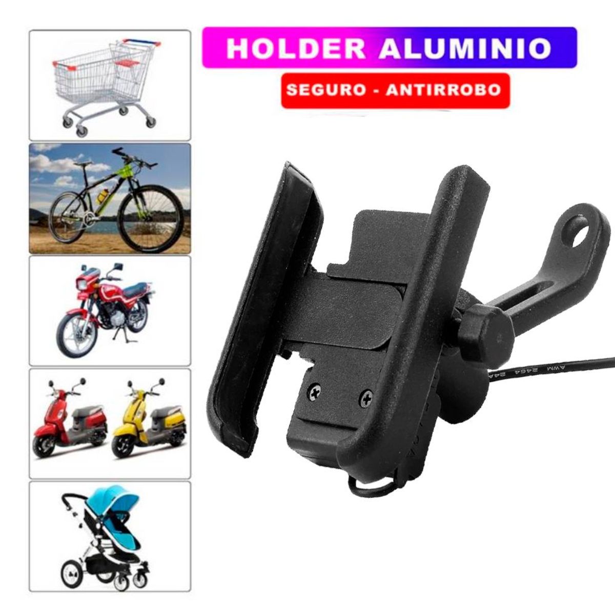 GENERICO - Soporte de Telefono Holder De Metal Aluminio Para Moto Bicicleta
