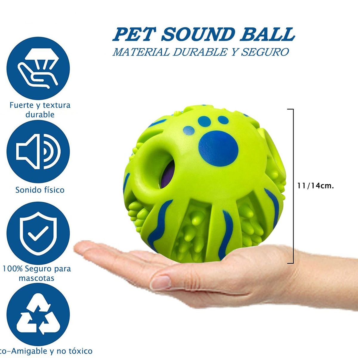 GENERICO - Pelota De Sonido Para Perro Con Textura D11cm