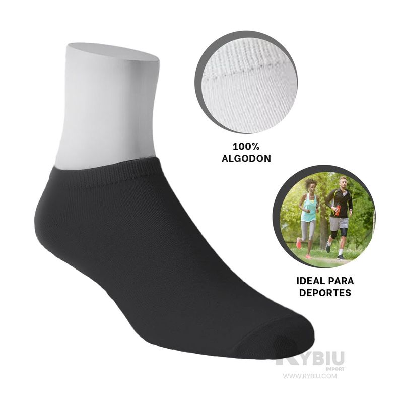 RYBIU IMPORT - Pack x3 Medias Taloneras Mujer Algodón
