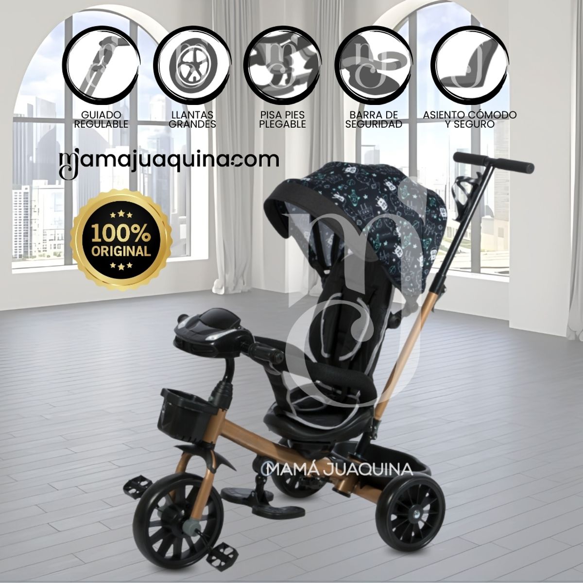 EBABY - Triciclo Guiador con Bluetooth para Niños «ROY PREMIUM» Black