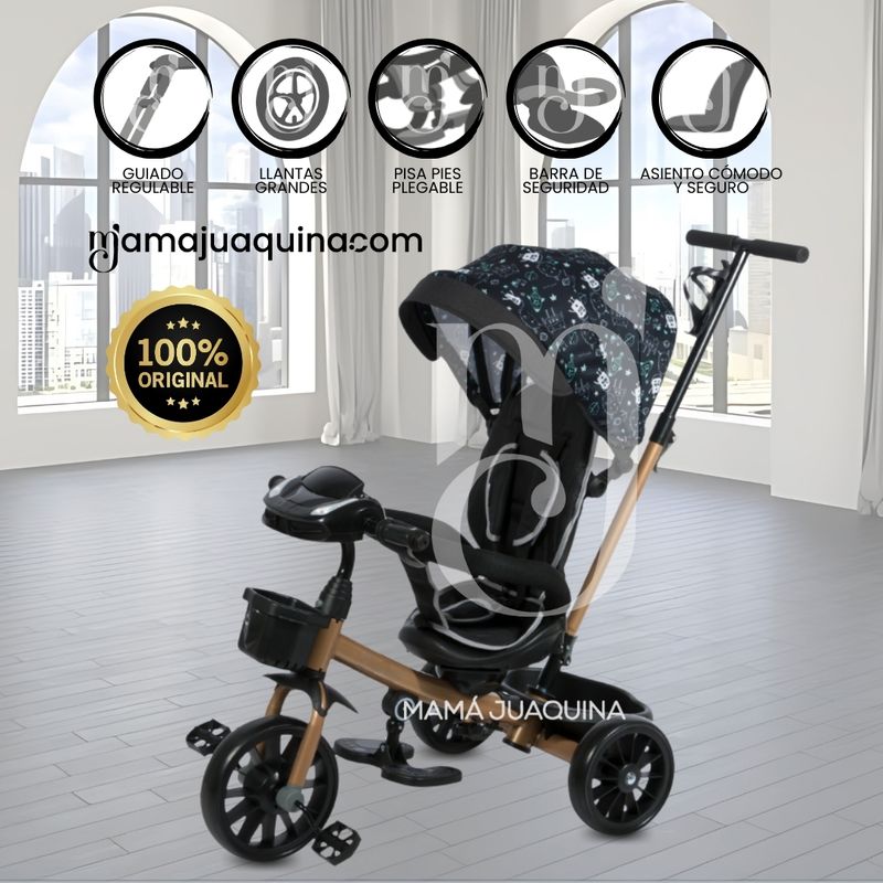 EBABY - Triciclo Guiador con Bluetooth para Niños «ROY PREMIUM» Black