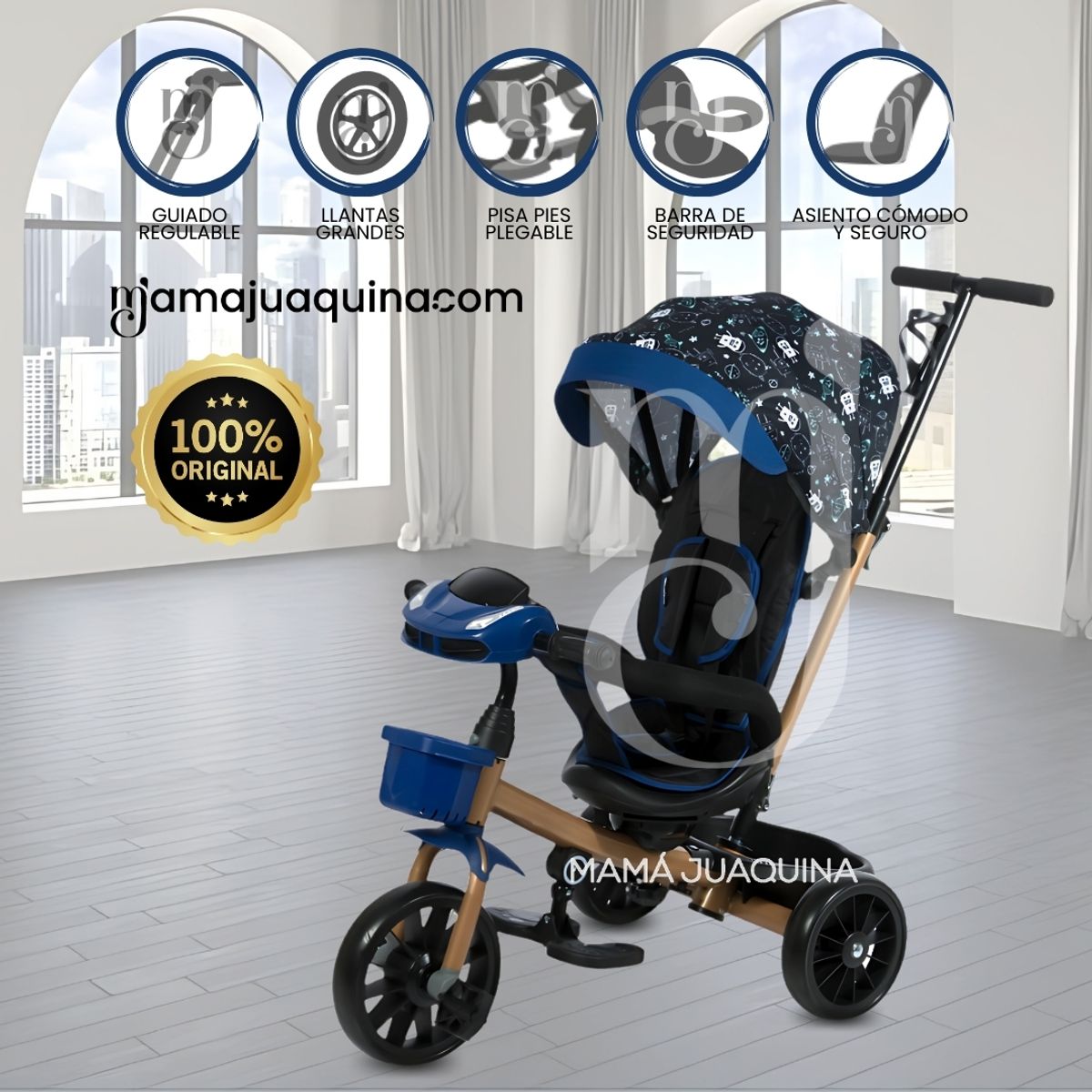 EBABY - Triciclo Guiador con Bluetooth para Niños «ROY PREMIUM» Blue