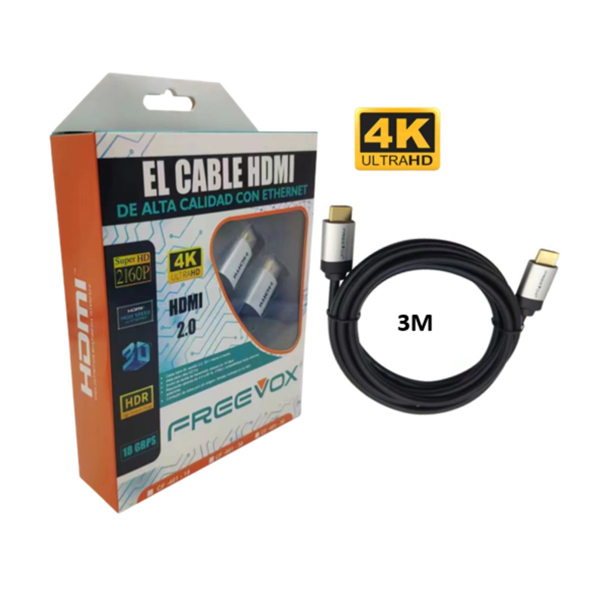 FREEVOX - CABLE HDMI 4K FREEVOX 3m 2.0 CON ETHERNET