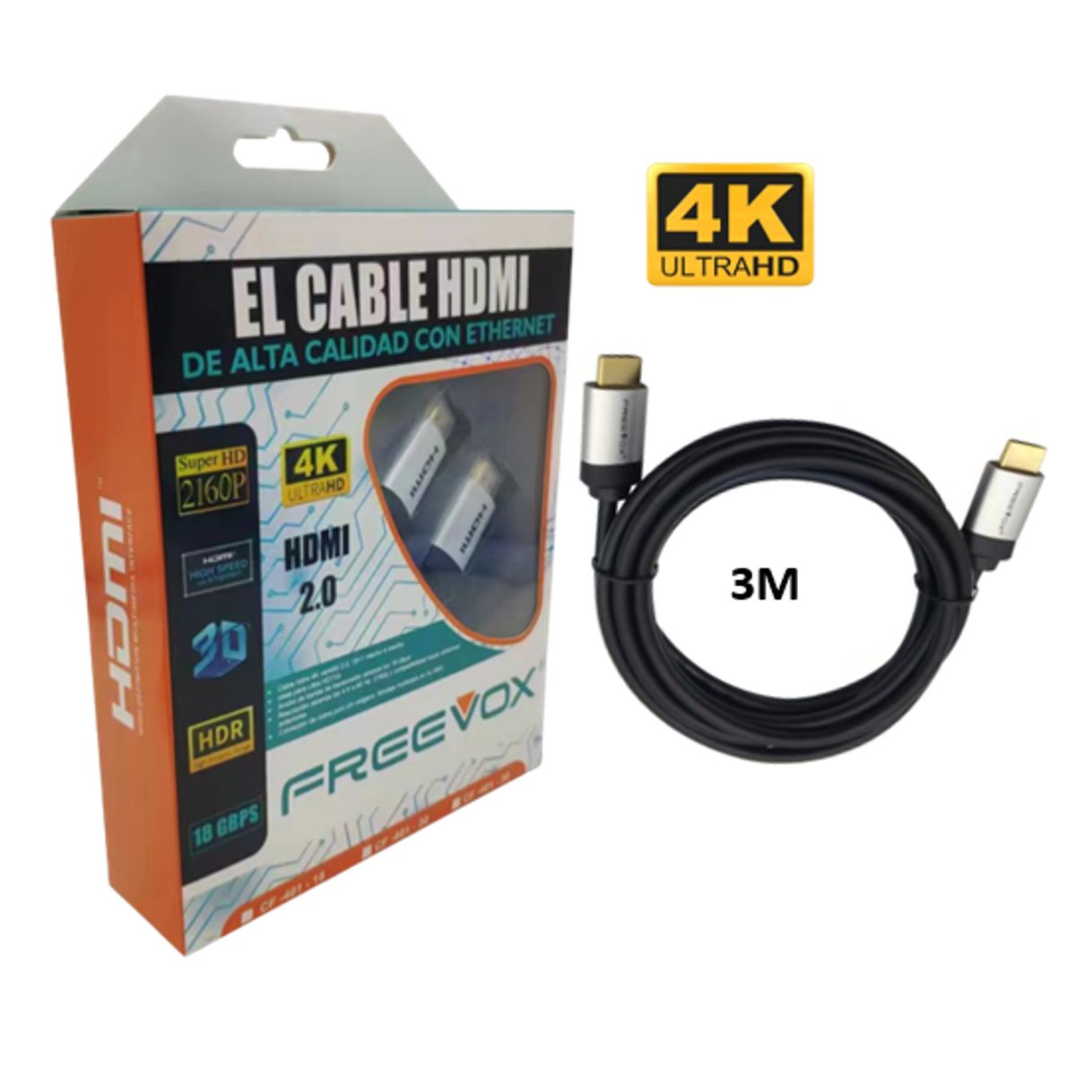 FREEVOX - CABLE HDMI 4K FREEVOX 3m 2.0 CON ETHERNET