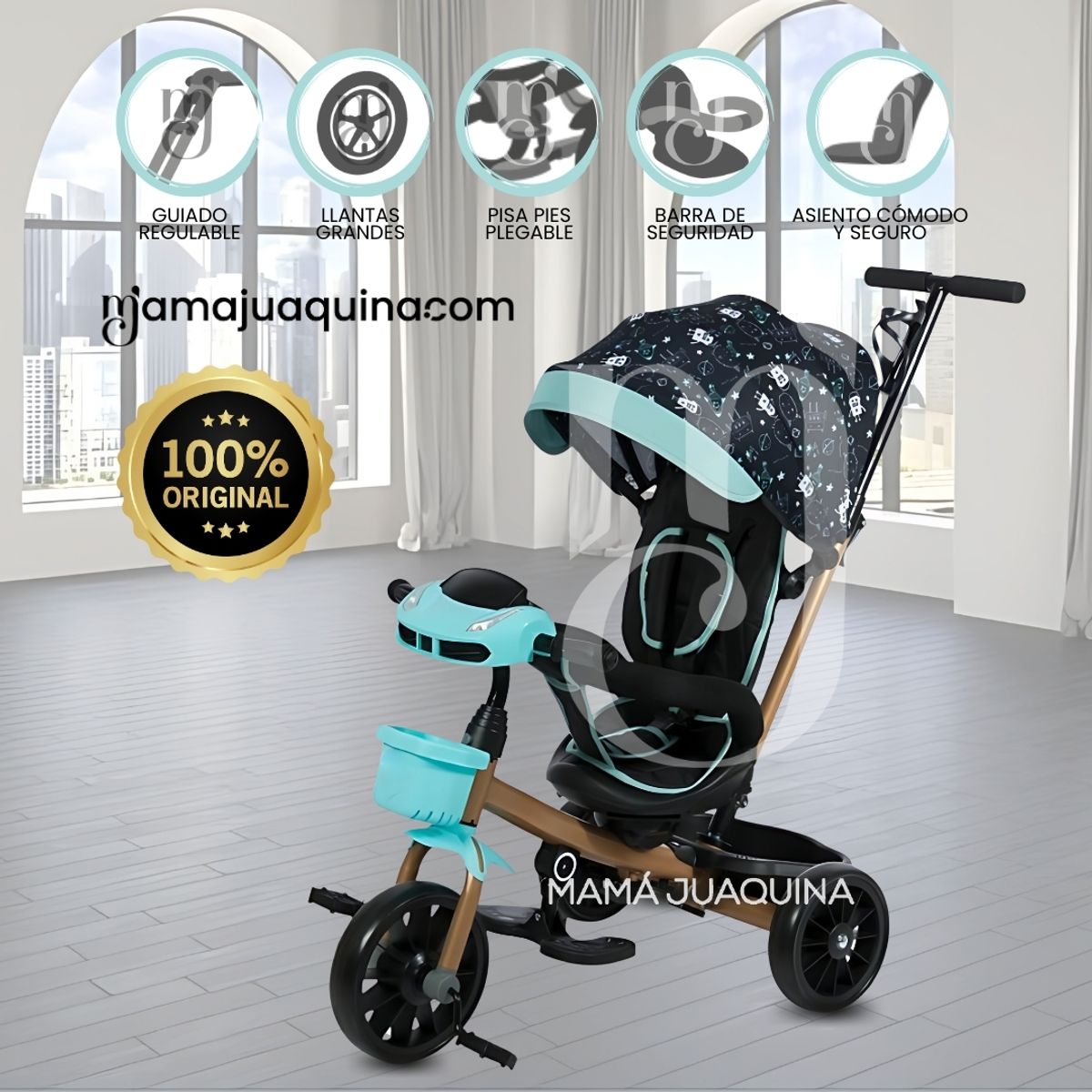 EBABY - Triciclo Guiador con Bluetooth «ROY PREMIUM» Menta