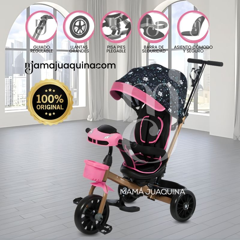 EBABY - Triciclo Guiador con Bluetooth para Niños «ROY PREMIUM» Pink