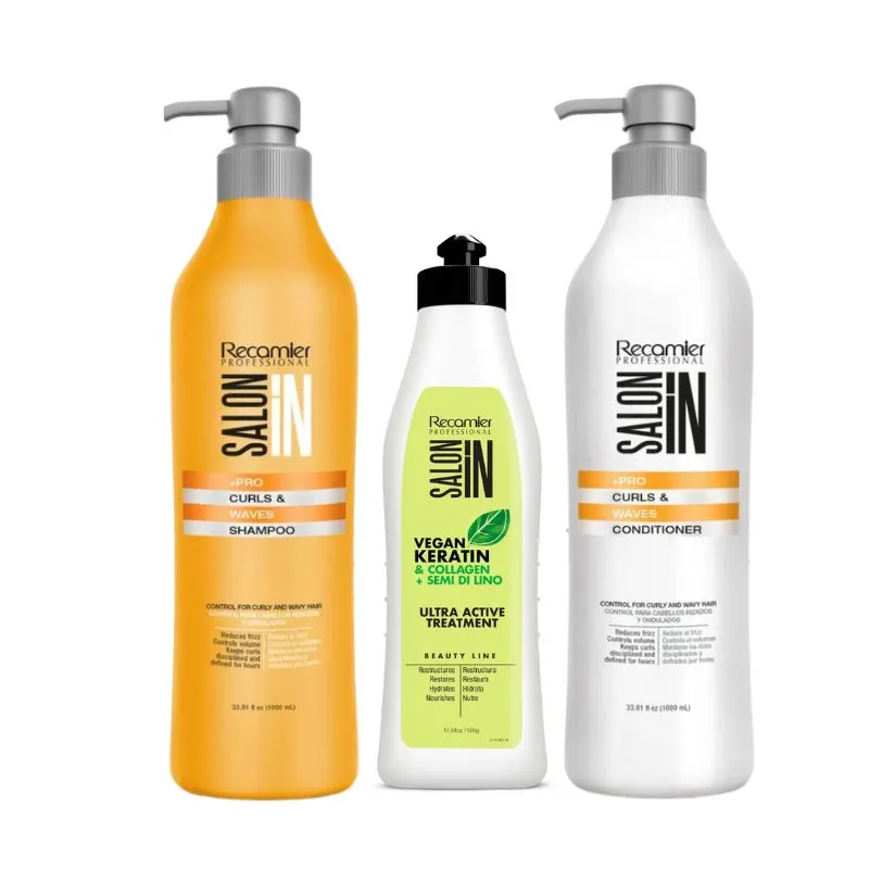 SALON IN - SALON IN - Curls Waves Shampoo 1L  Acondicionador 1L  Mask 500ML