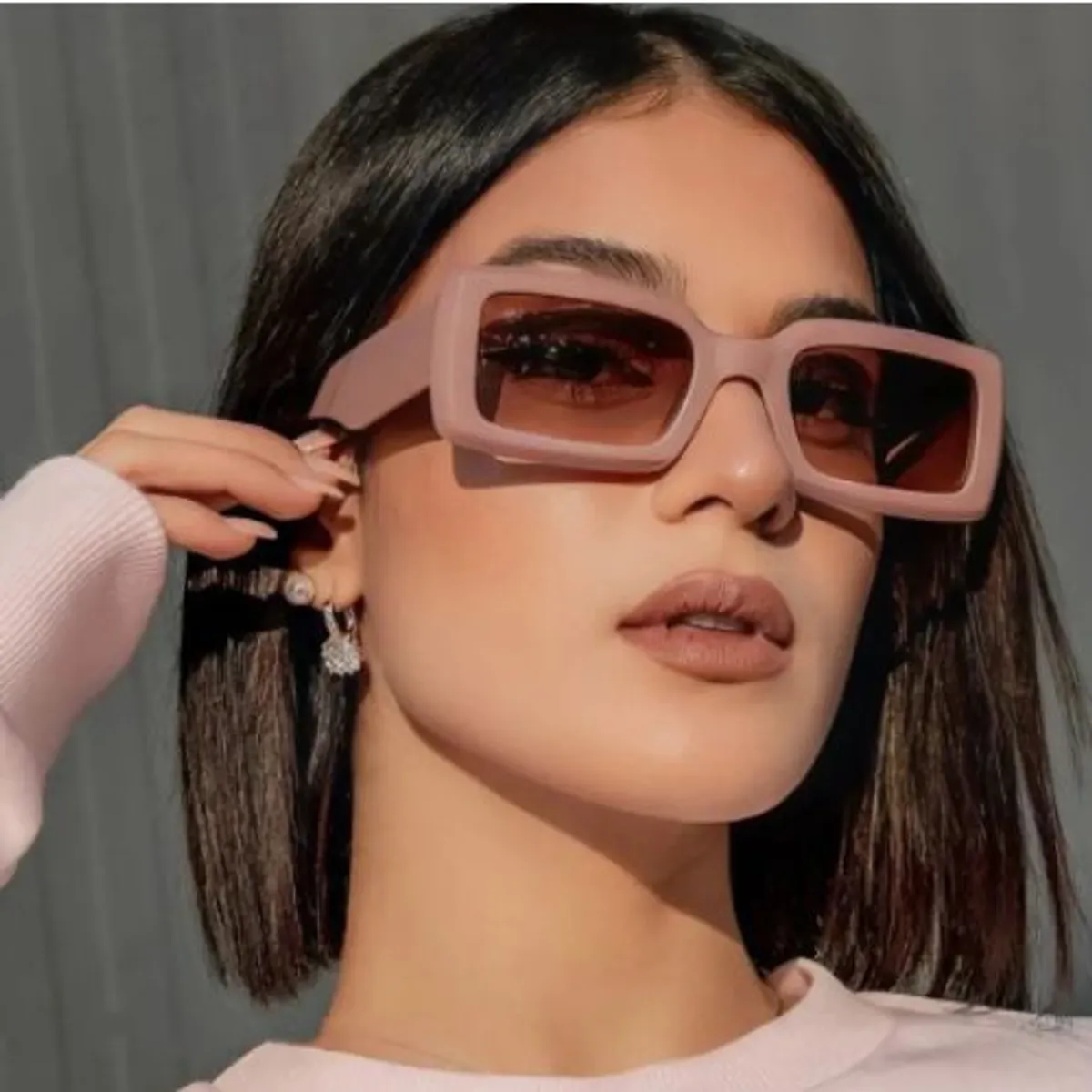 GENERICO - Gafas o lentes  cuadrados de sol clasicas modelo retro -m Rosa