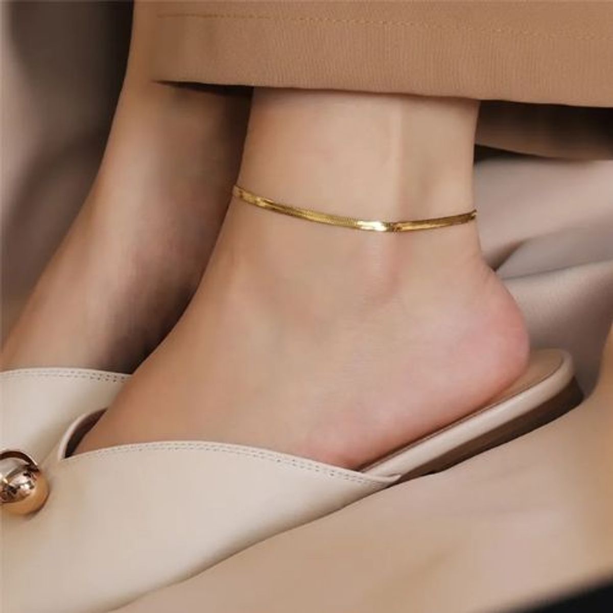 GENERICO - Tobillera cadena de serpiente de acero inoxidable