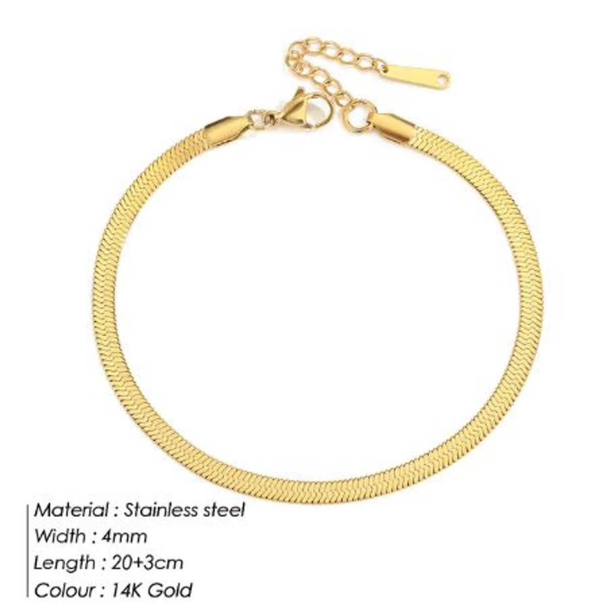 GENERICO - Tobillera cadena de serpiente de acero inoxidable