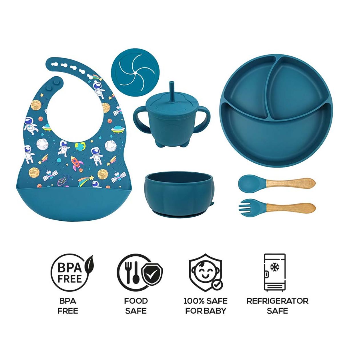 BABYKISS - SET DE PLATOS DE SILICONA PARA BEBES SPACE