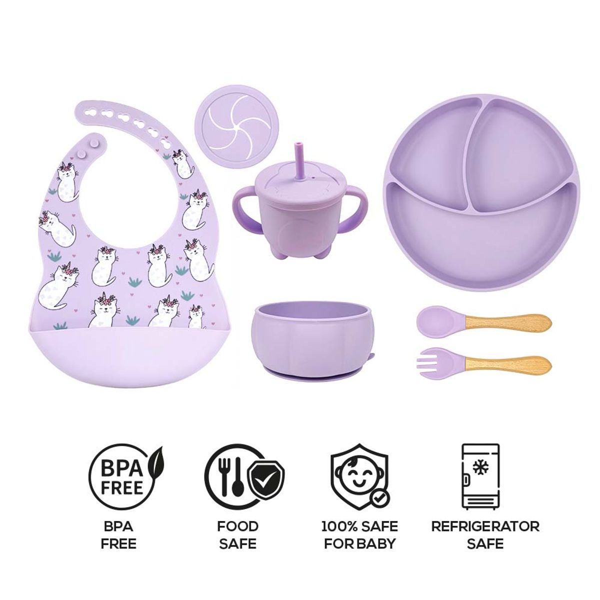 BABYKISS - SET DE PLATOS DE SILICONA PARA BEBES GATITO