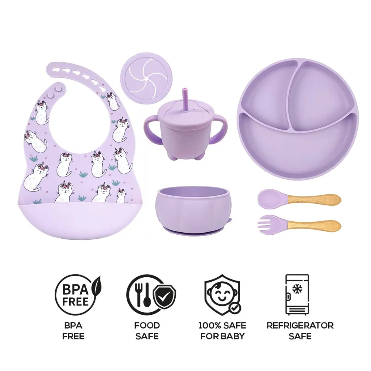 BABYKISS - SET DE PLATOS DE SILICONA PARA BEBES GATITO