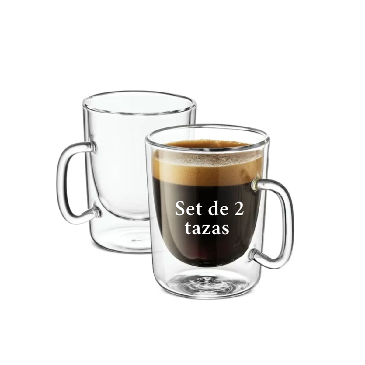 GENERICO - Taza doble capa espresso  90ml SET DE DOS UNIDADES
