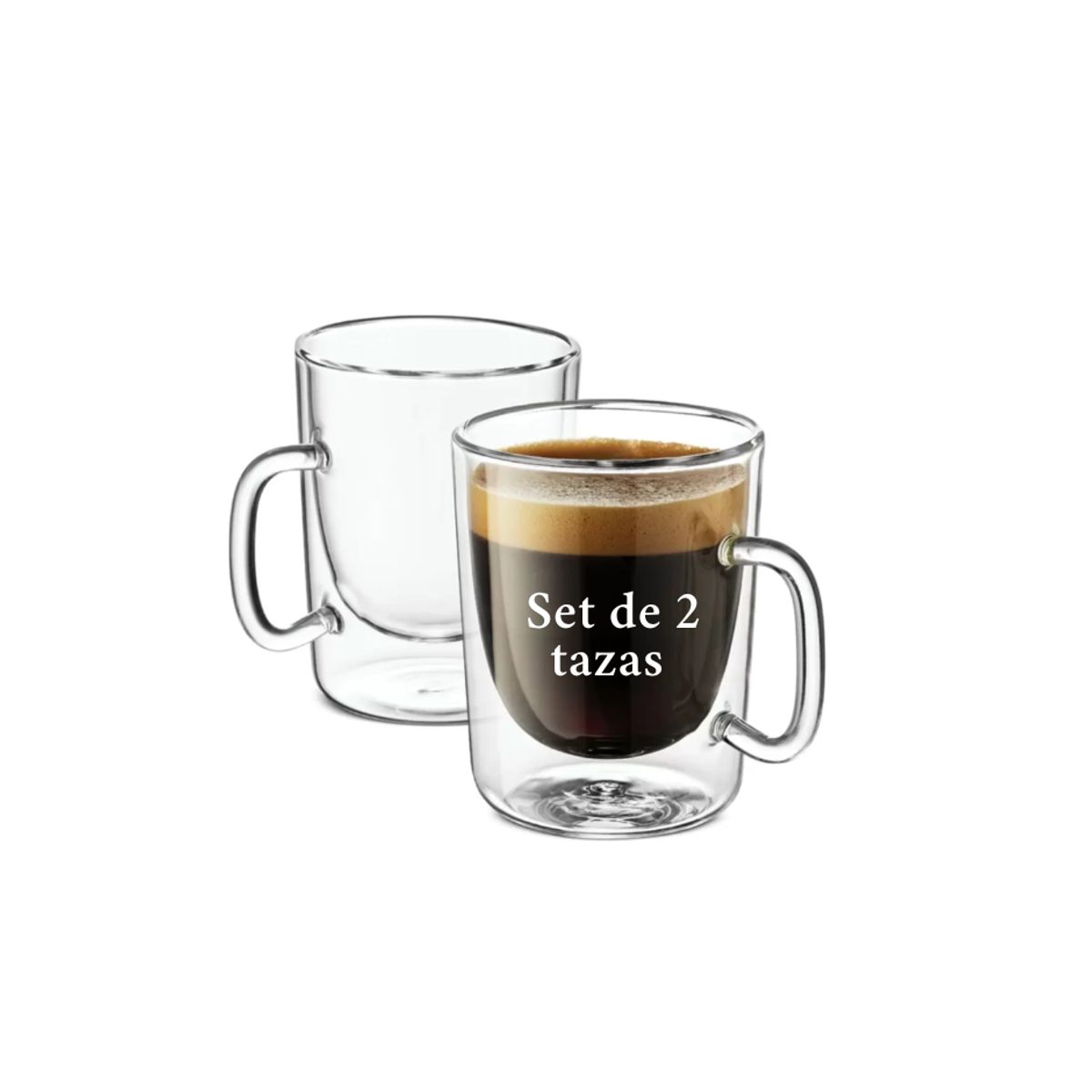 GENERICO - Taza doble capa espresso  90ml SET DE DOS UNIDADES