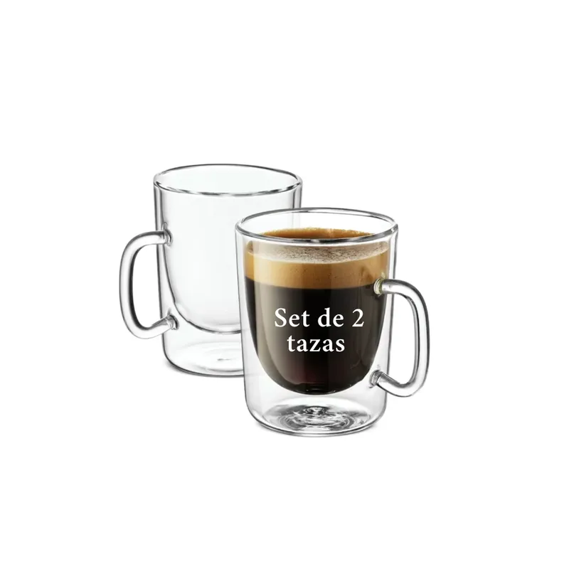 GENERICO - Taza doble capa espresso  90ml SET DE DOS UNIDADES
