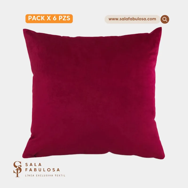 SALA FABULOSA - Funda de cojín 6 pzs terciopelo color guinda