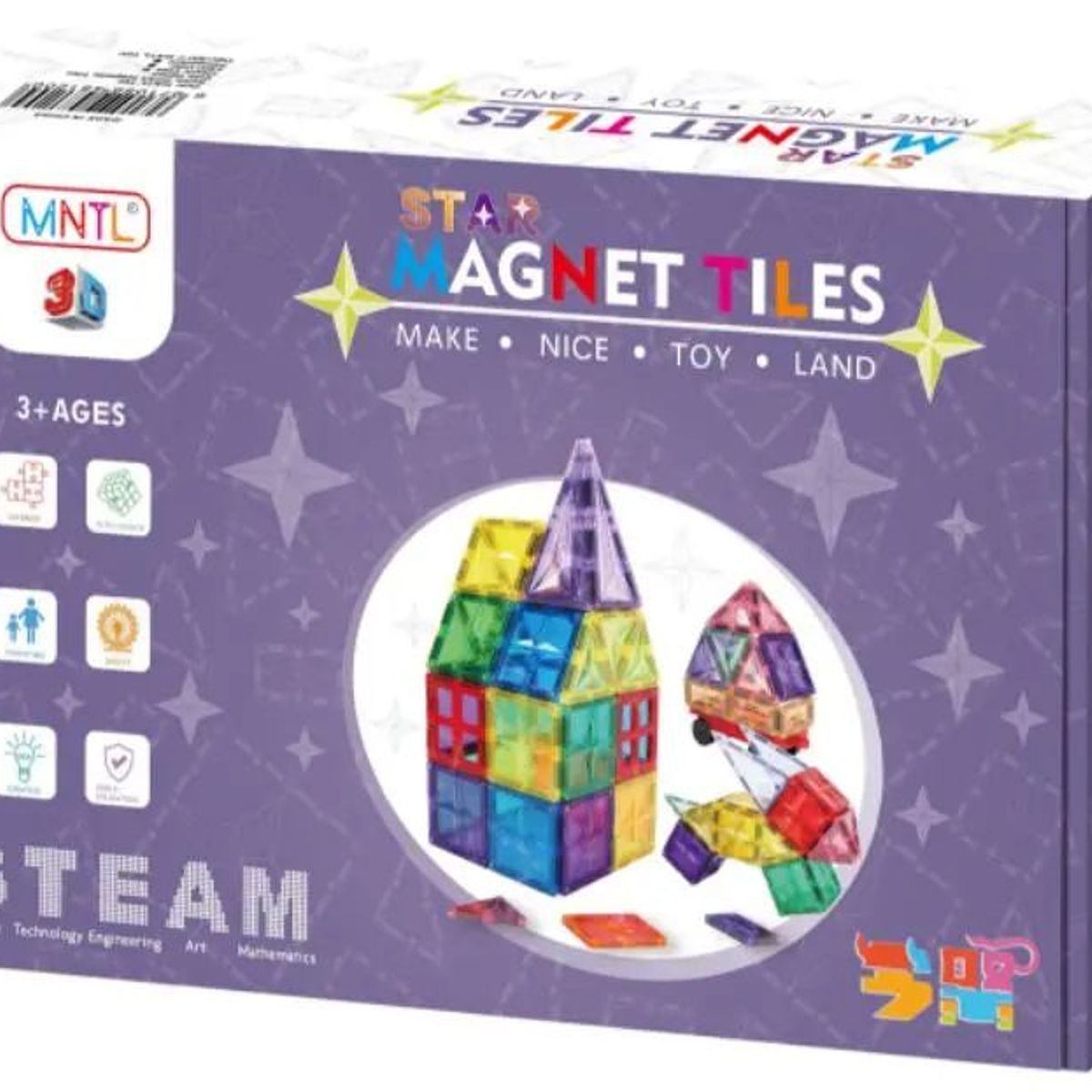 GENERICO - BLOQUES MAGNÉTICOS EDUCATIVOS MNTL 36 PIEZAS DISEÑO ESTRELLA