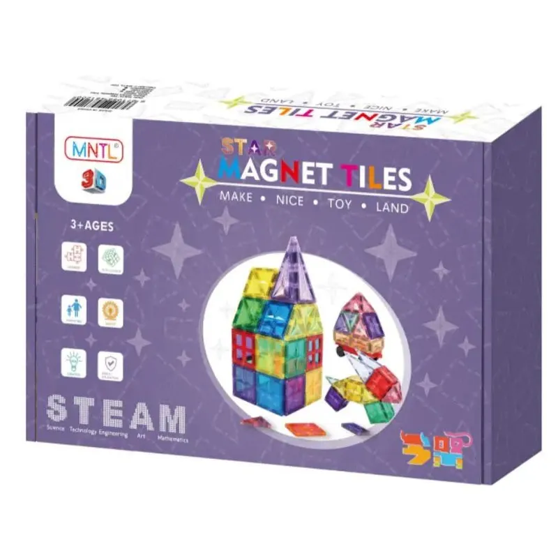 GENERICO - BLOQUES MAGNÉTICOS EDUCATIVOS MNTL 36 PIEZAS DISEÑO ESTRELLA