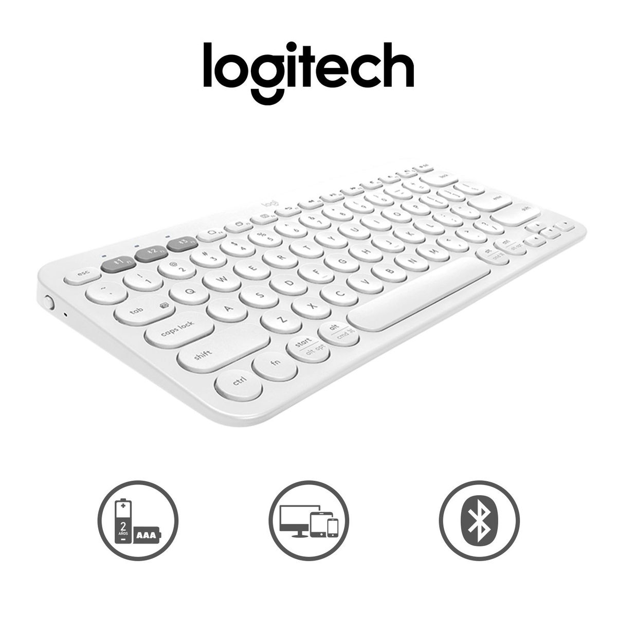 LOGITECH - Teclado Logitech Bluetooth Multidispositivo Inalámbrico K380 Blanco