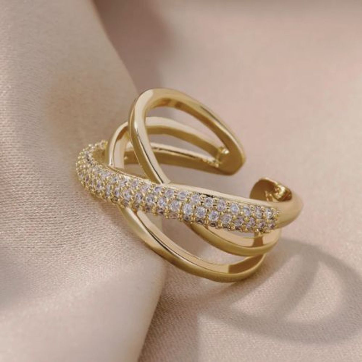 GENERICO - Anillo sortija ajustable para mujer de acero inoxidable doble joyeria fina