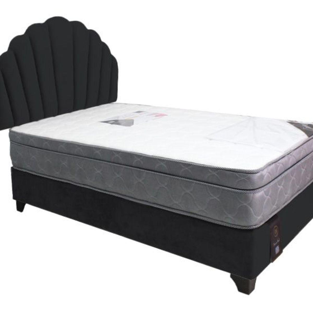BARAKA HOME - Dormitorio Afrodita + Cabecera patas ajustables + colchon 1.5 plz - Negro