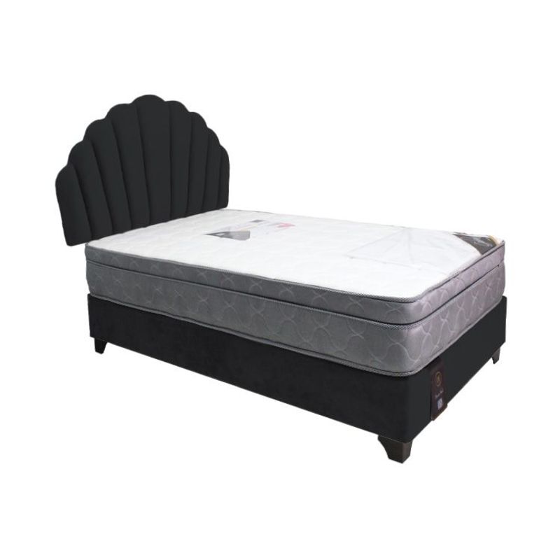 BARAKA HOME - Dormitorio Afrodita + Cabecera patas ajustables + colchon 1.5 plz - Negro