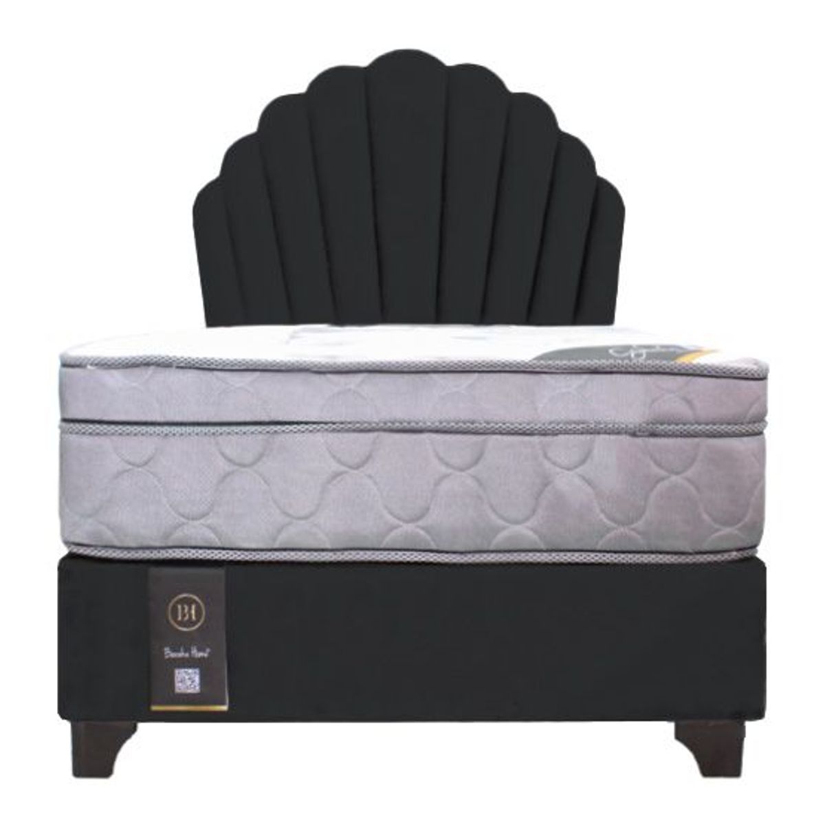 BARAKA HOME - Dormitorio Afrodita + Cabecera patas ajustables + colchon 1.5 plz - Negro
