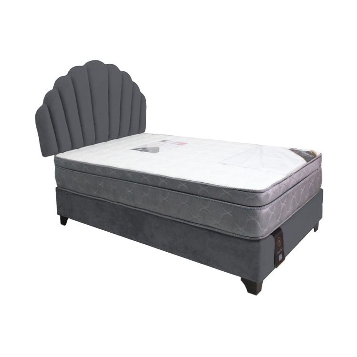 BARAKA HOME - Dormitorio Afrodita + Cabecera patas ajustables + colchon 1.5 plz - Gris Oscuro