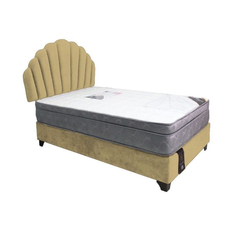 BARAKA HOME - Dormitorio Afrodita + Cabecera patas ajustables + colchon 1.5 plz - Beige Oscuro