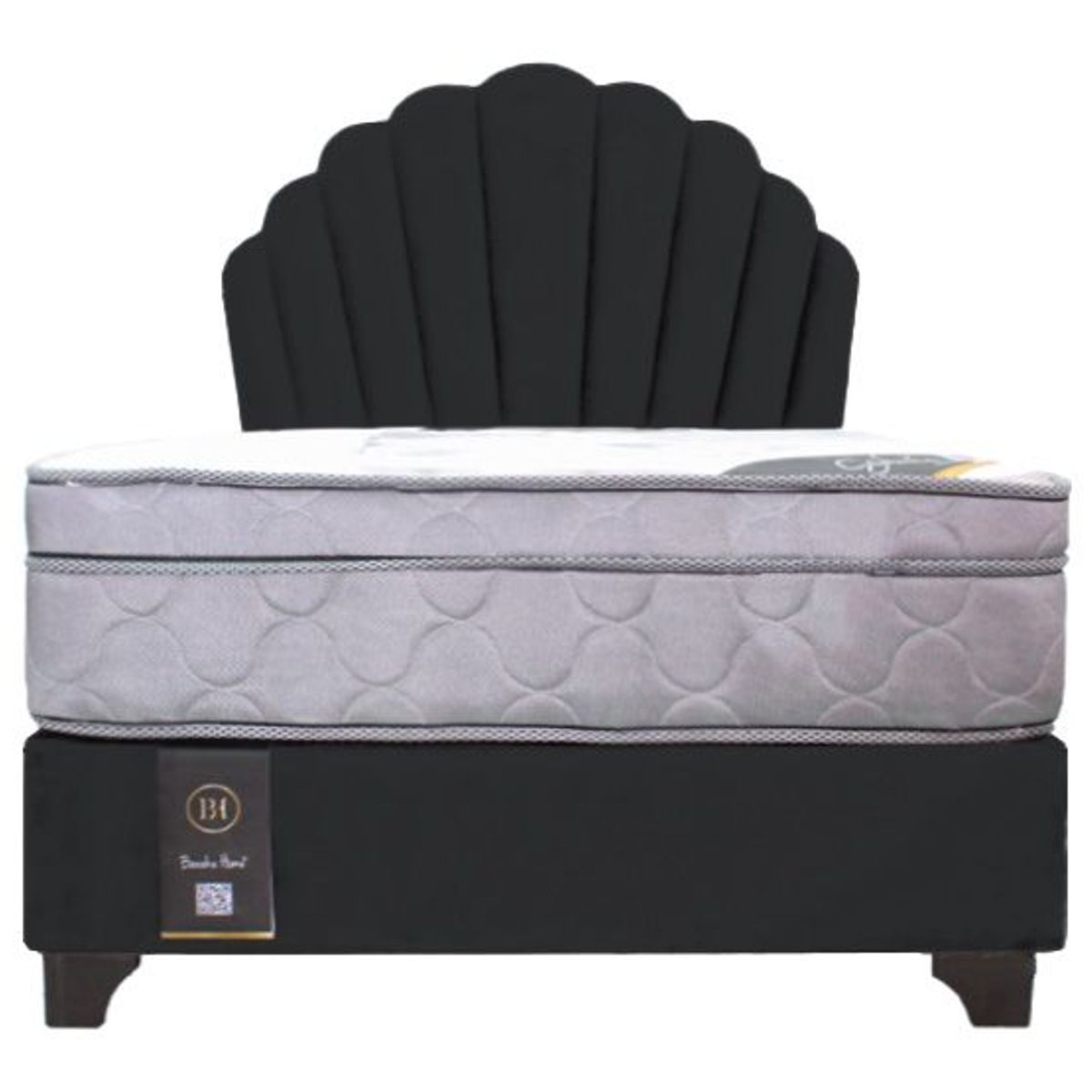 BARAKA HOME - Dormitorio Afrodita + Cabecera patas ajustables + colchon 2 plz - Negro