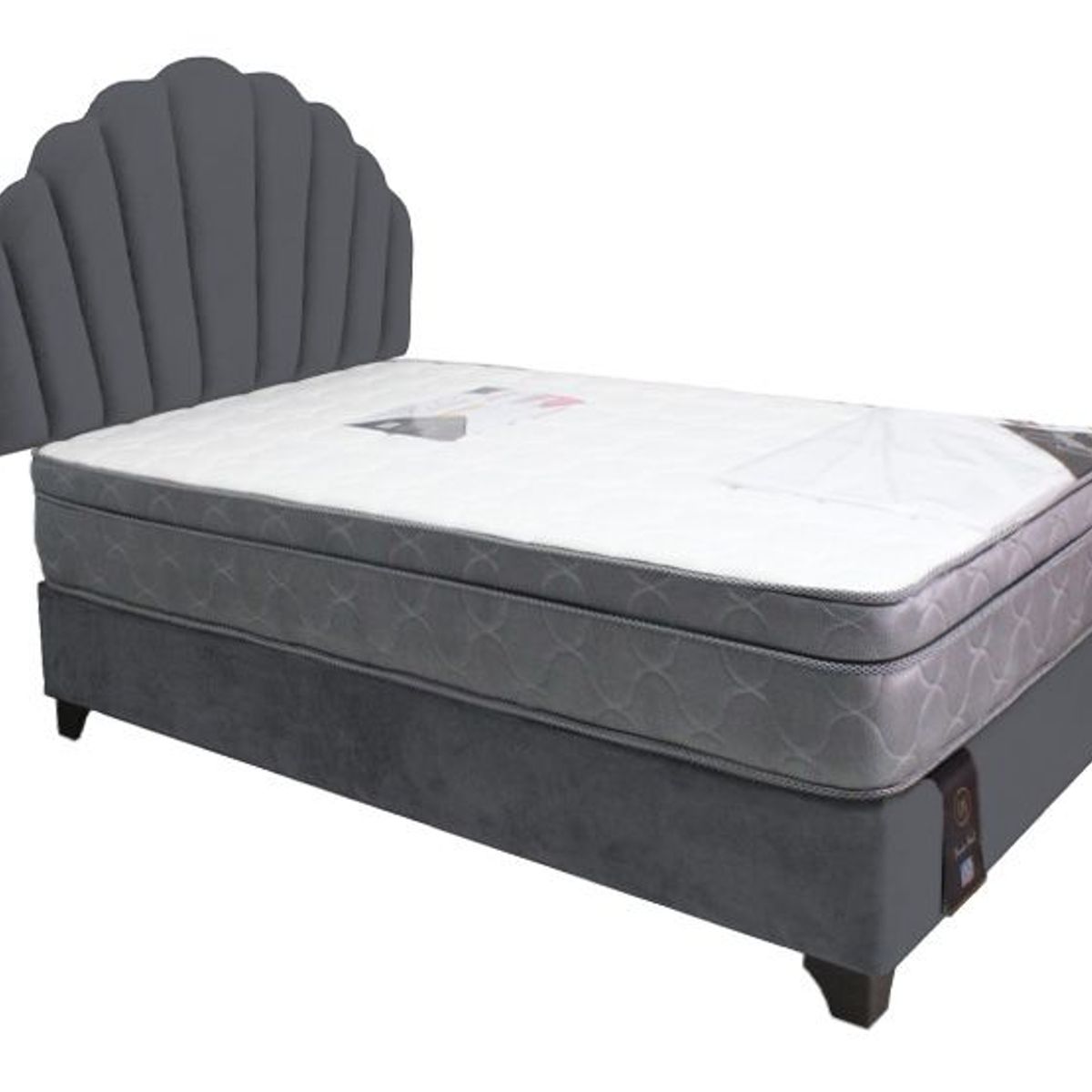BARAKA HOME - Dormitorio Afrodita + Cabecera patas ajustables + colchon 2 plz - Gris Oscuro