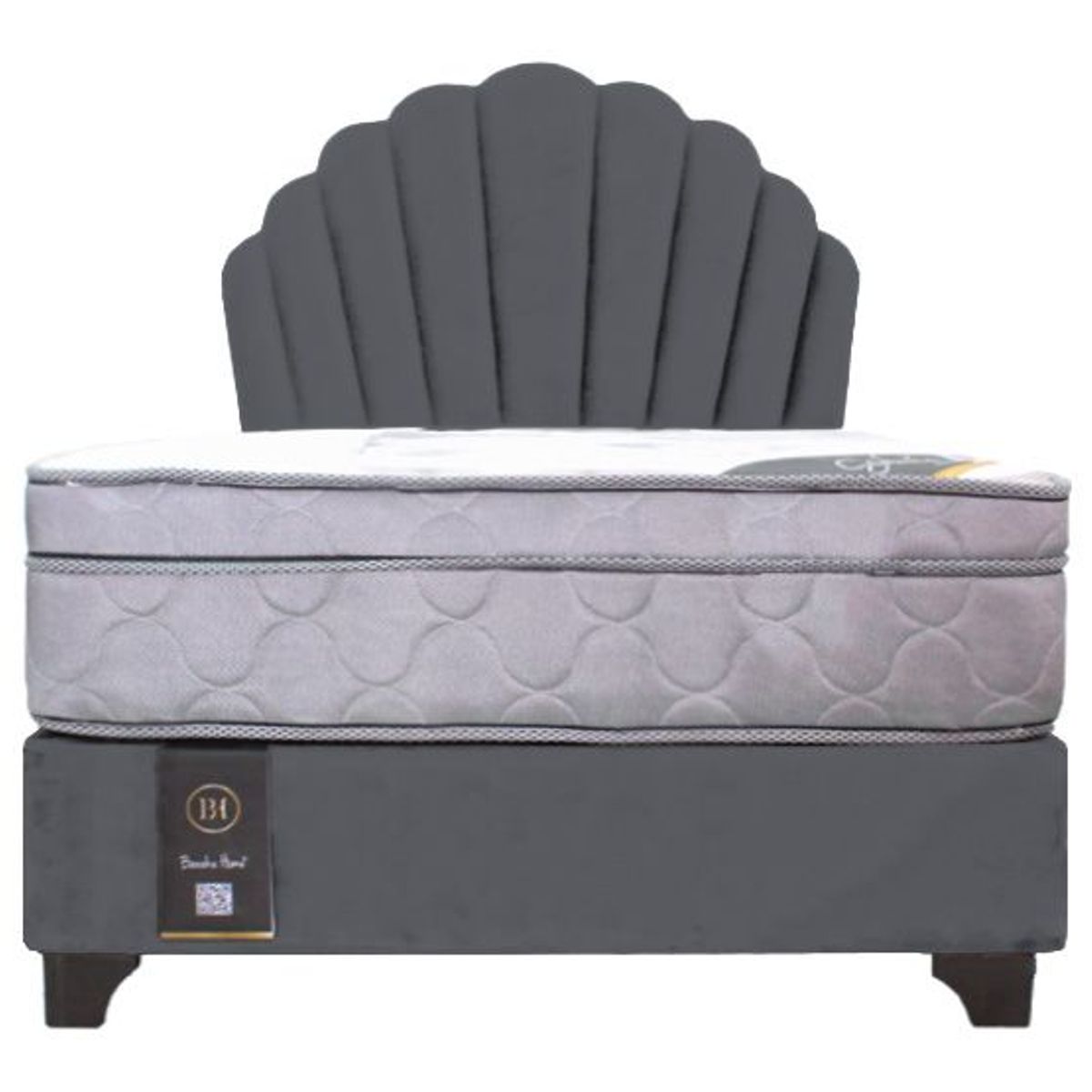 BARAKA HOME - Dormitorio Afrodita + Cabecera patas ajustables + colchon 2 plz - Gris Oscuro