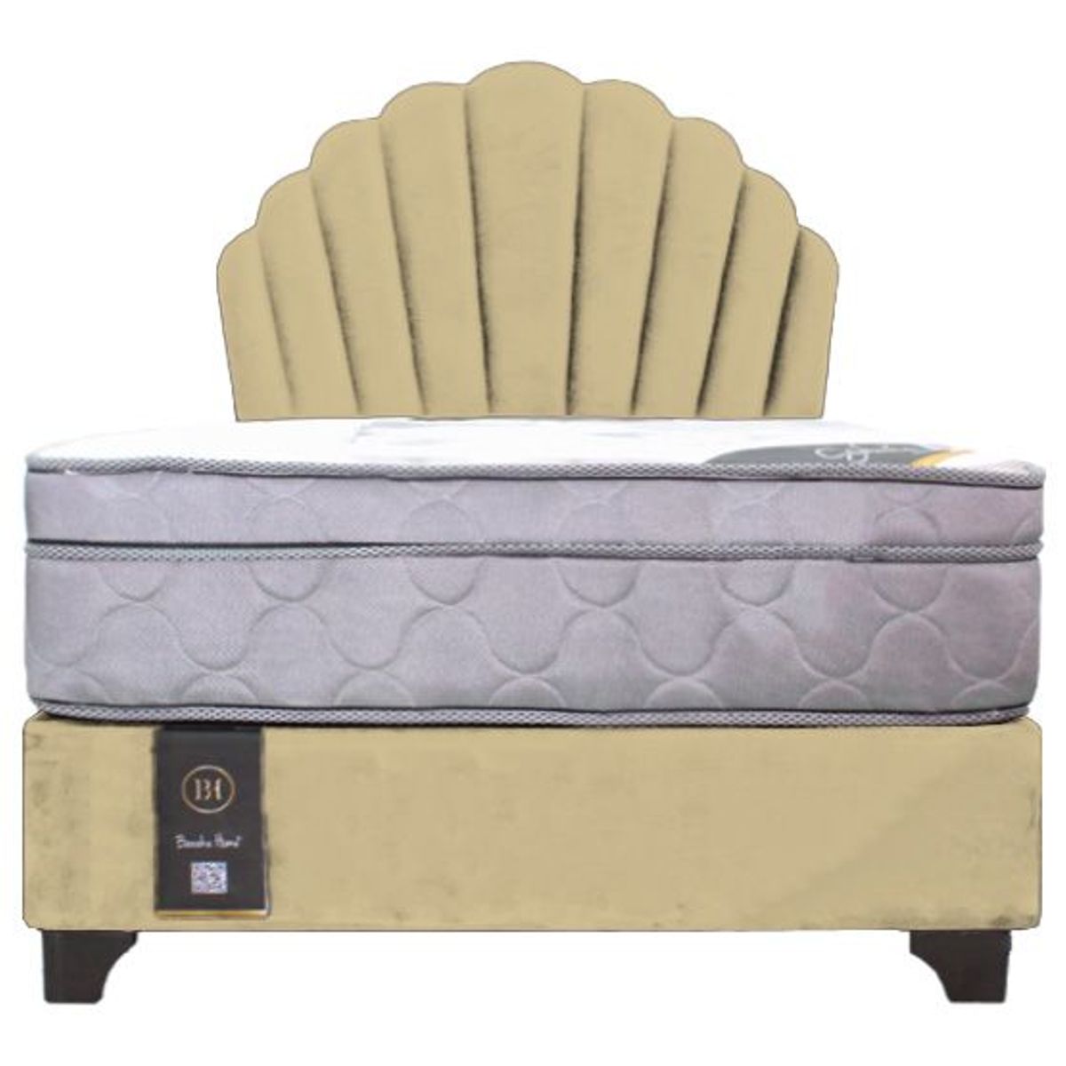 BARAKA HOME - Dormitorio Afrodita + Cabecera patas ajustables + colchon 2 plz - Beige Oscuro