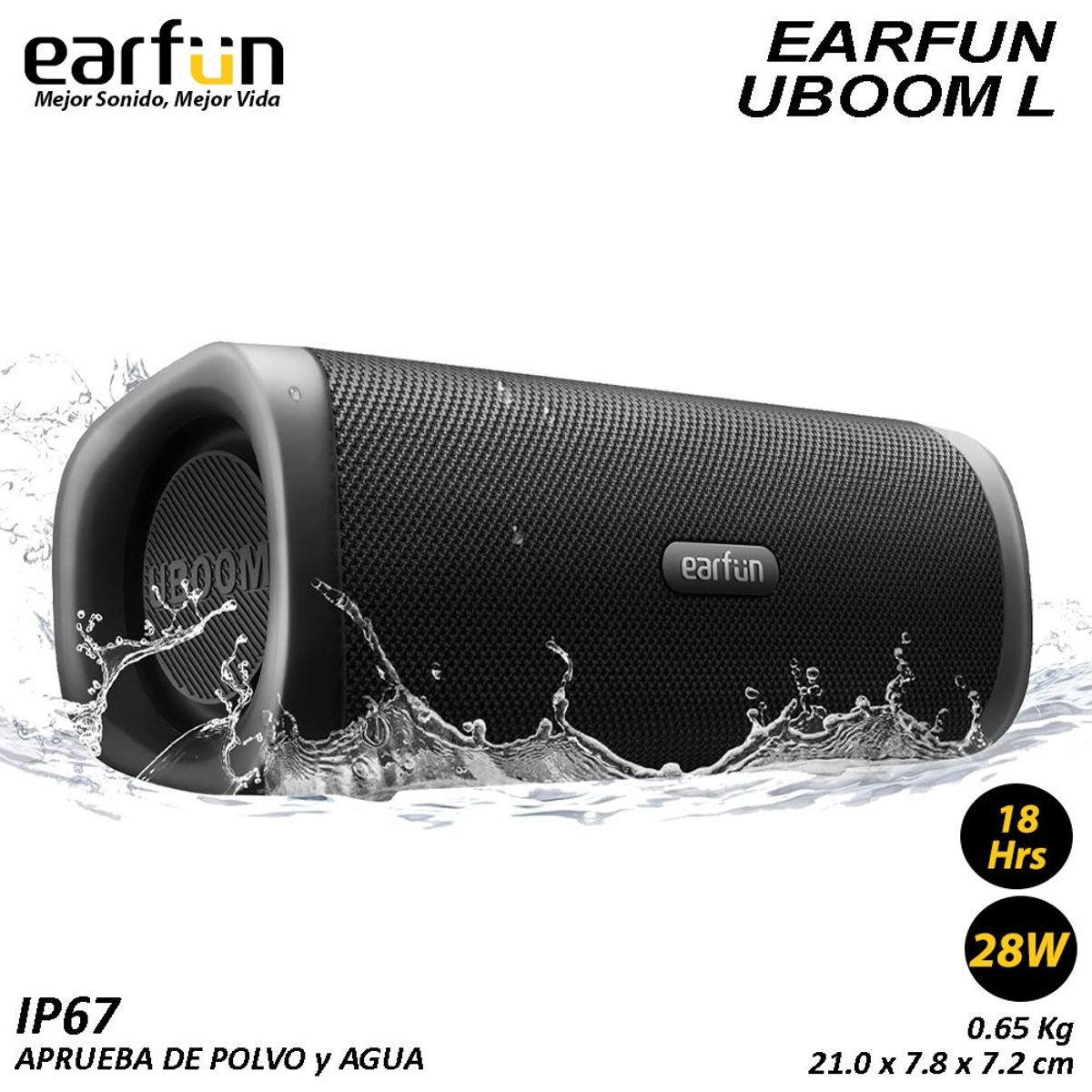 EARFUN - EarFun UBOOM L Altavoz portátil de 28 W sonido estéreo graves ricos