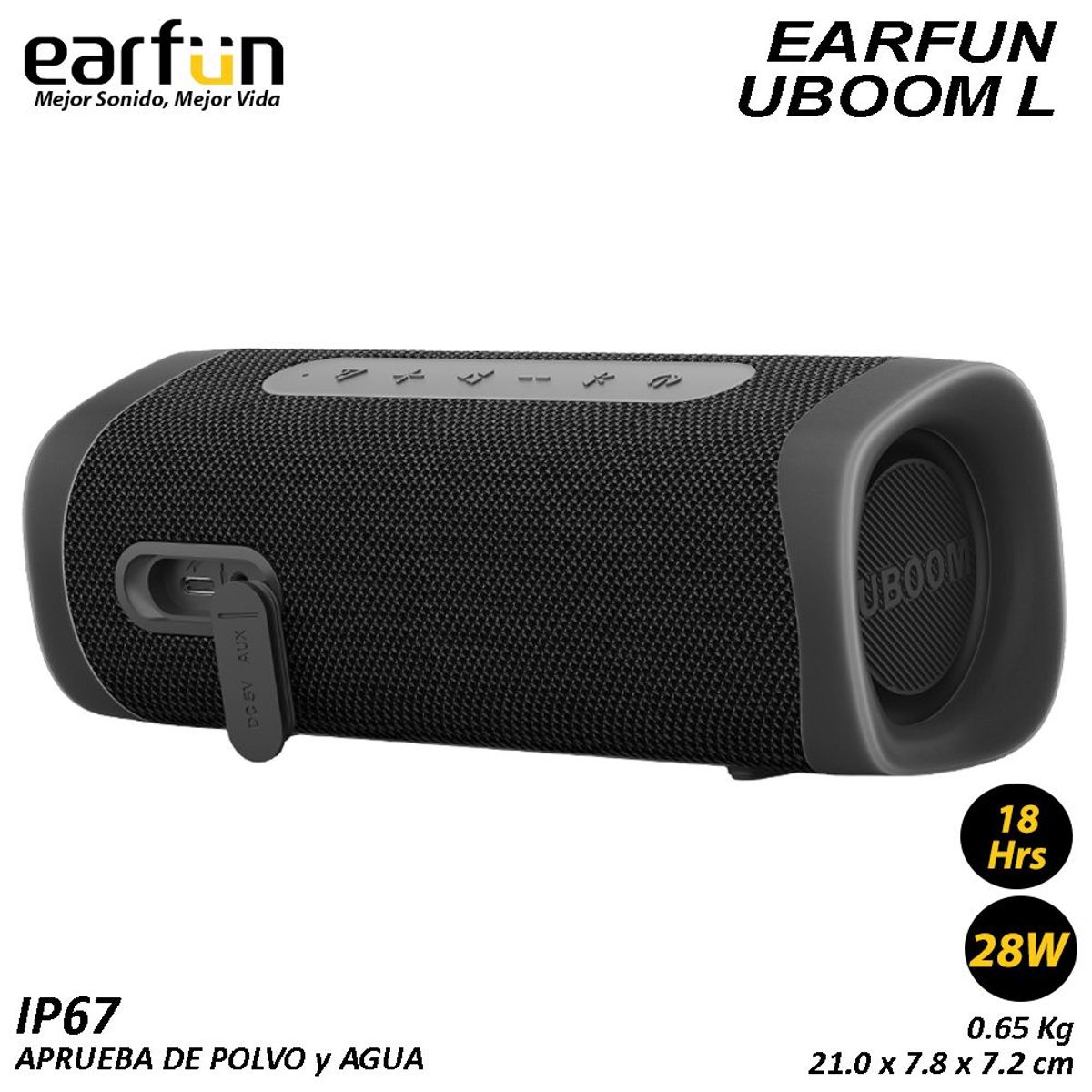 EARFUN - EarFun UBOOM L Altavoz portátil de 28 W sonido estéreo graves ricos