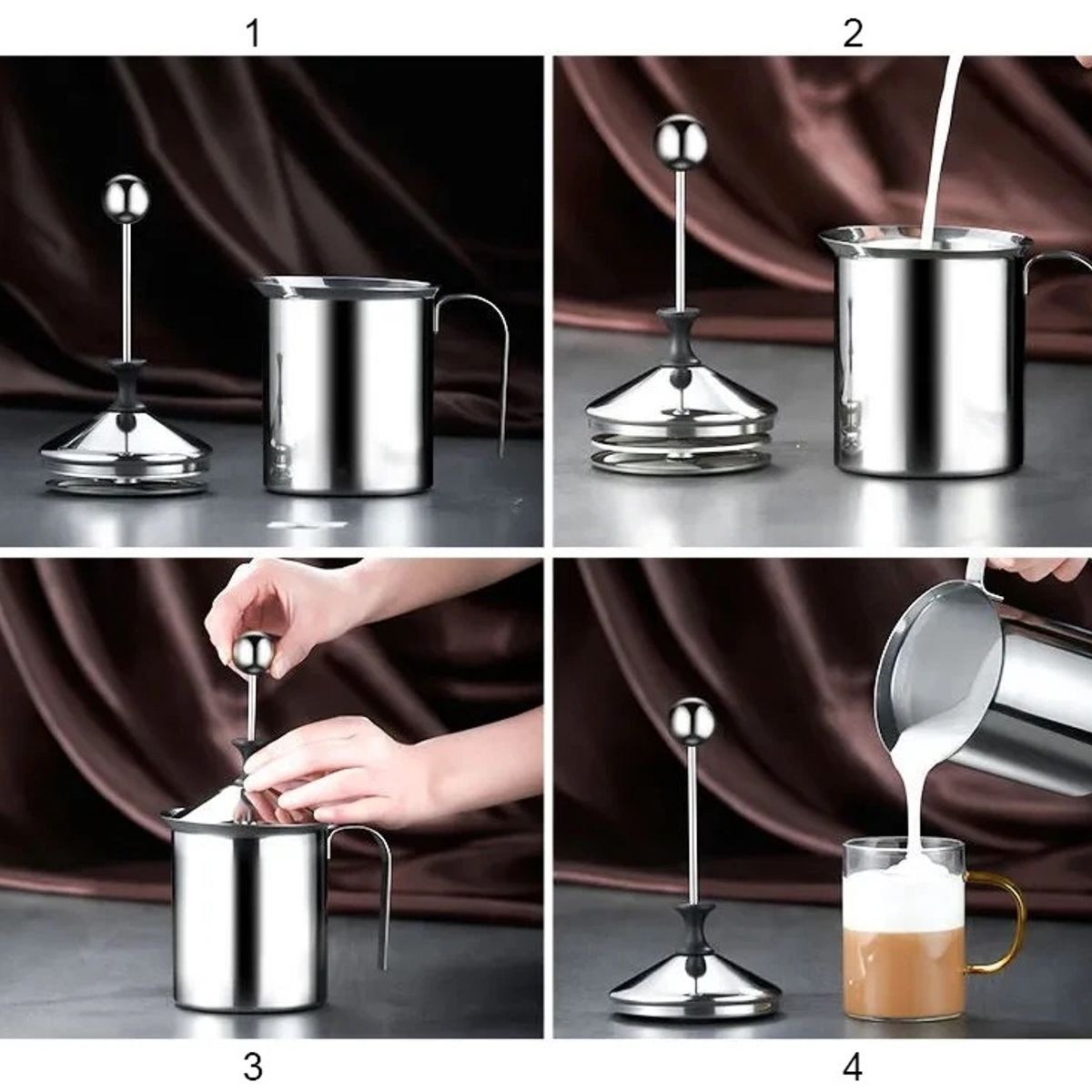 GENERICO - Espumador de leche doble malla 800ml