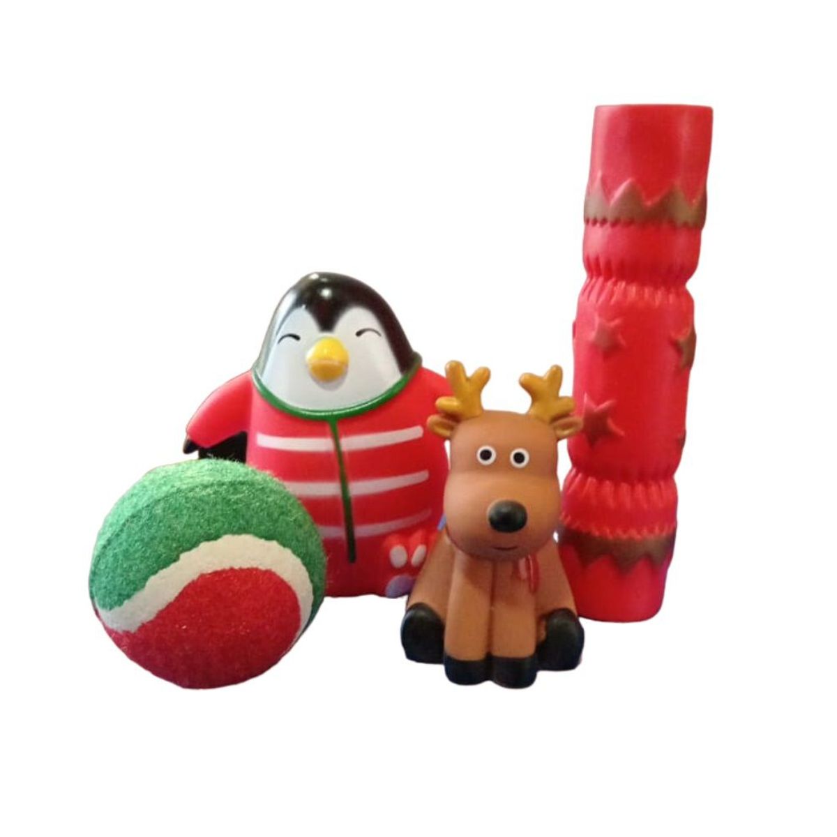 GENERICO - Pack bota con juguetes navideños para mascotas perros