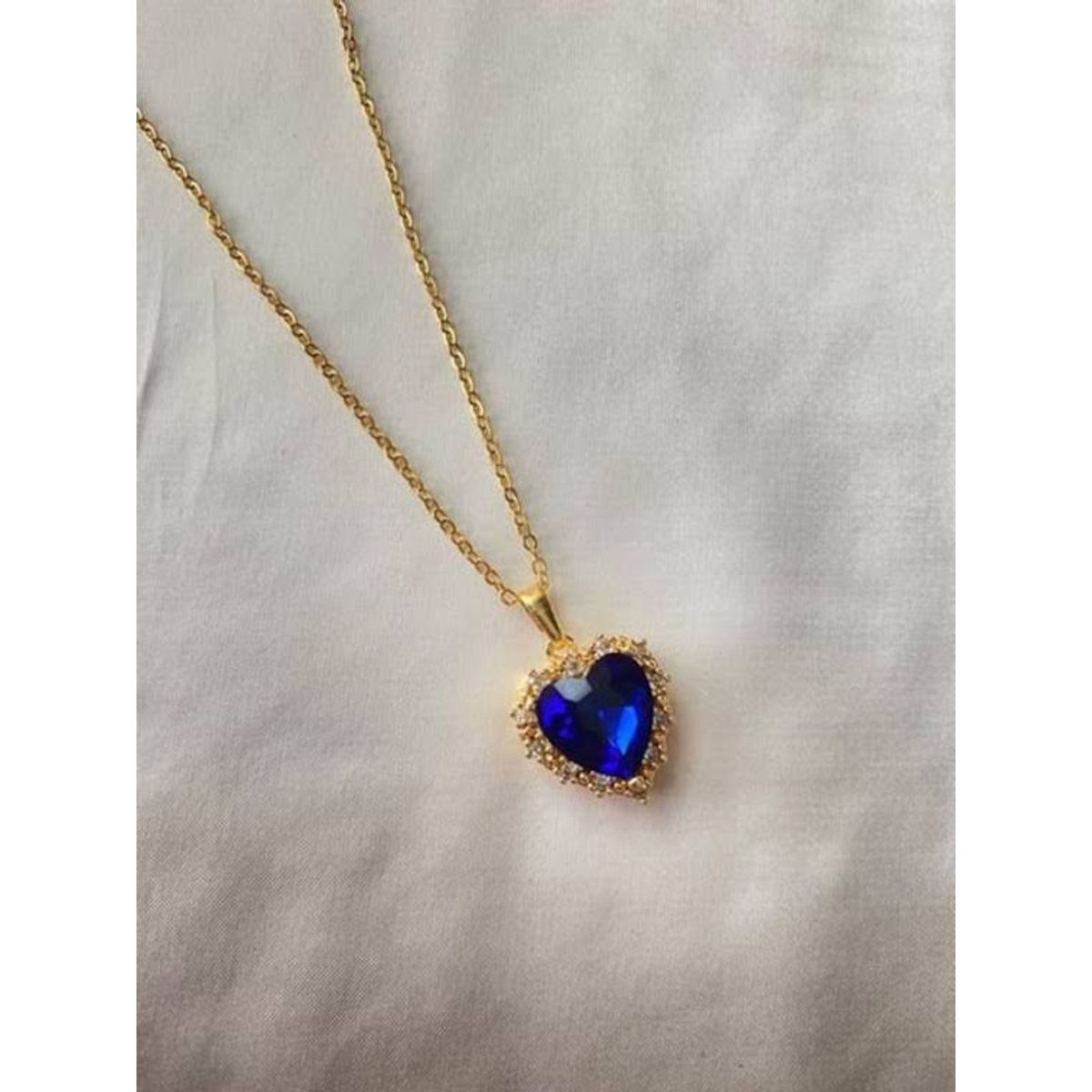 GENERICO - Collar y Aretes en forma de corazón Azul