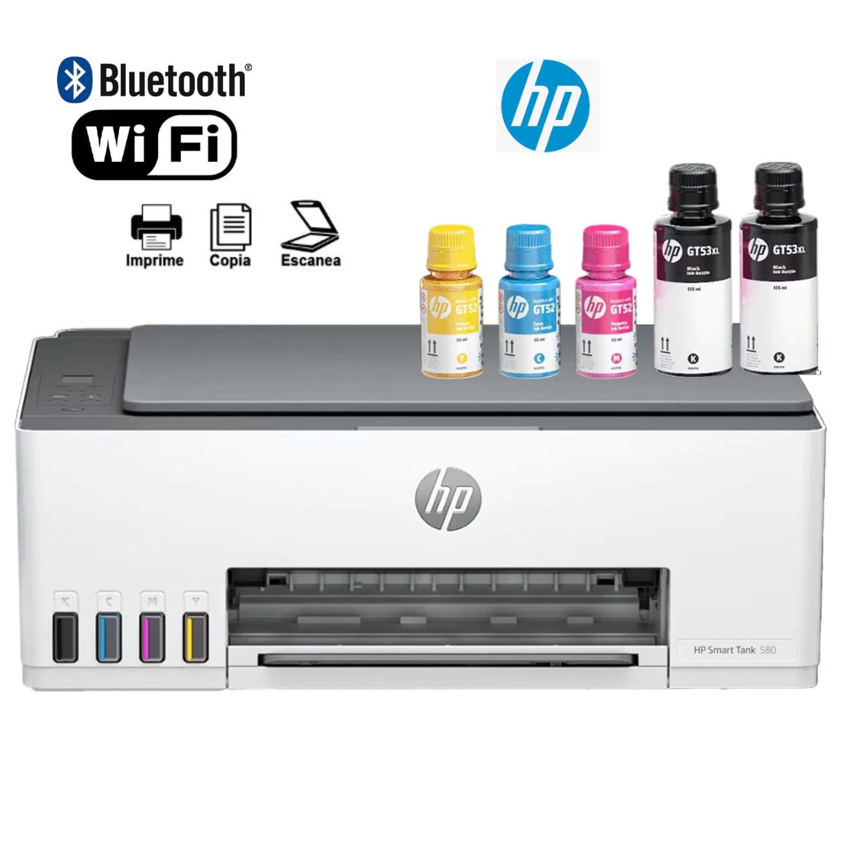 HP - Impresora HP Smart Tank 580 Multifuncional, Wifi HP 580 1F3Y2A