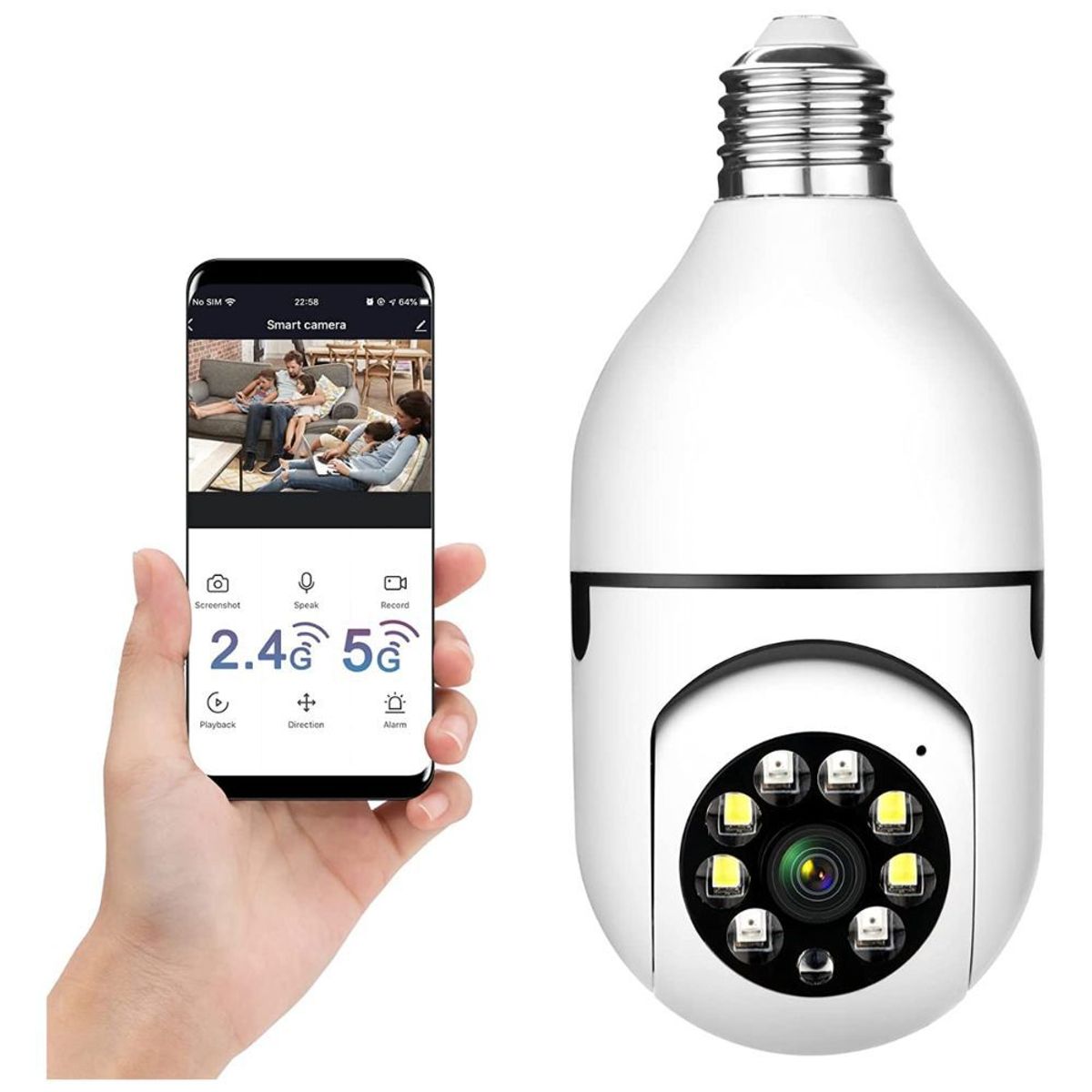 GENERICO - Cámara Foco Espía Wifi Sensor De Movimiento