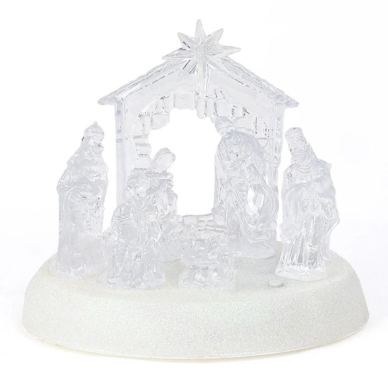 GENERICO - Adorno Nacimiento Navideño Musical Con Luces Led Acrílico