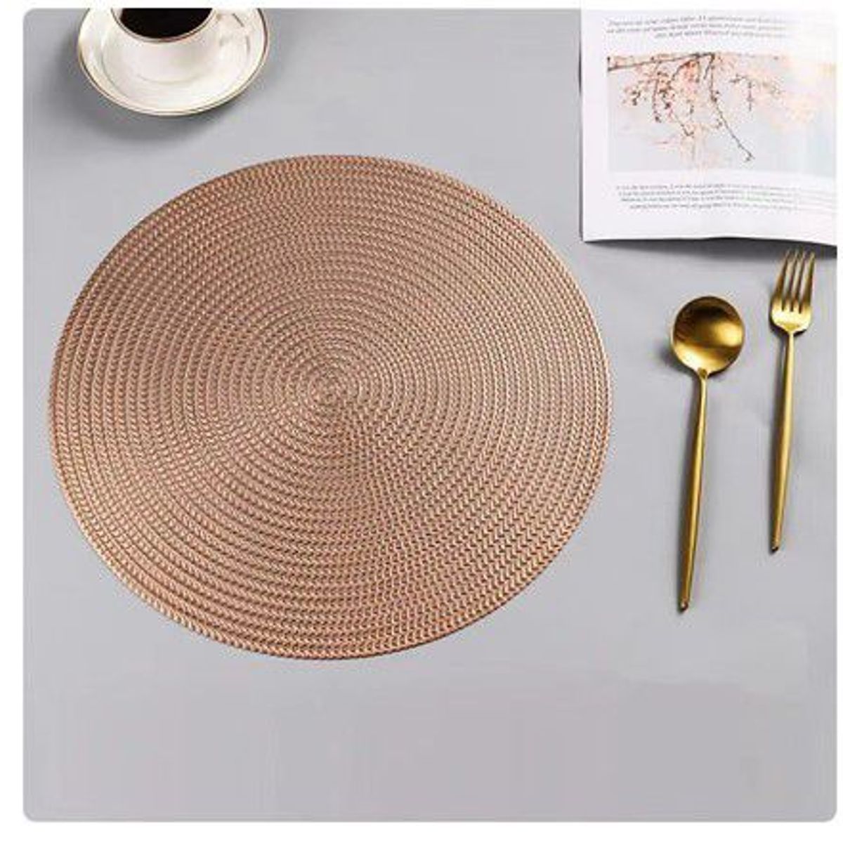 GENERICO - Individuales circulares dorados elegantes pvc 6 unidades